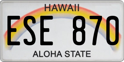 HI license plate ESE870