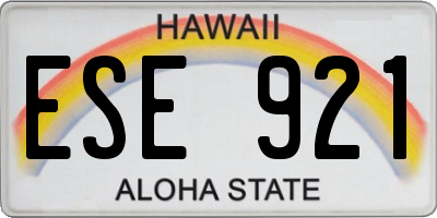 HI license plate ESE921
