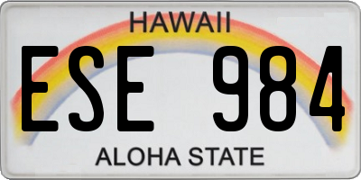 HI license plate ESE984