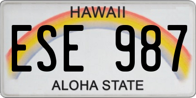 HI license plate ESE987