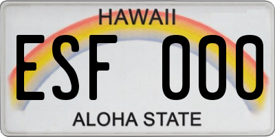 HI license plate ESF000