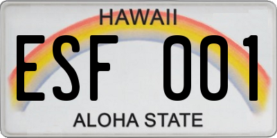 HI license plate ESF001
