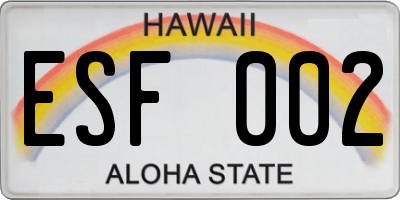 HI license plate ESF002