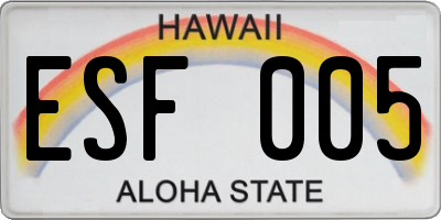 HI license plate ESF005