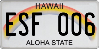 HI license plate ESF006