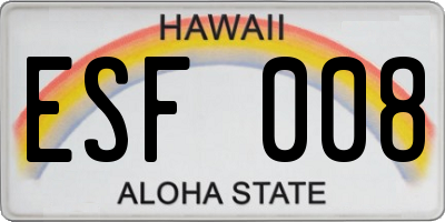 HI license plate ESF008