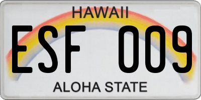 HI license plate ESF009