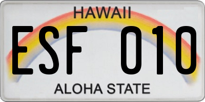 HI license plate ESF010