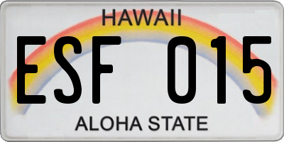 HI license plate ESF015