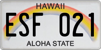 HI license plate ESF021