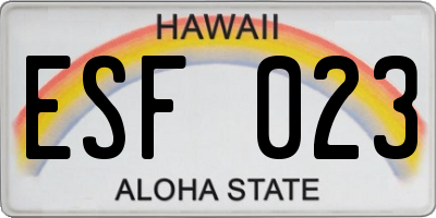 HI license plate ESF023