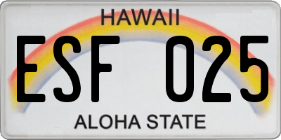 HI license plate ESF025