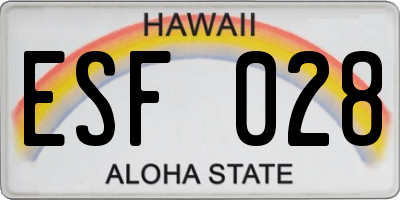 HI license plate ESF028
