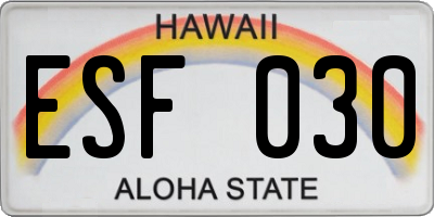HI license plate ESF030