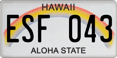 HI license plate ESF043