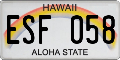 HI license plate ESF058