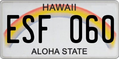 HI license plate ESF060