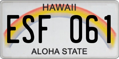 HI license plate ESF061