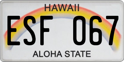 HI license plate ESF067
