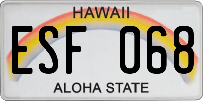 HI license plate ESF068
