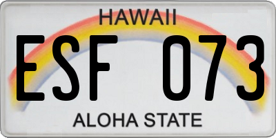 HI license plate ESF073