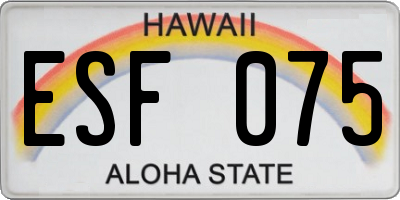 HI license plate ESF075