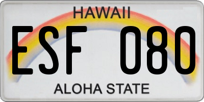 HI license plate ESF080