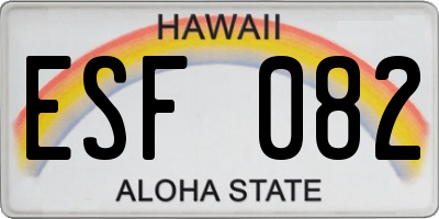 HI license plate ESF082