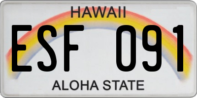 HI license plate ESF091