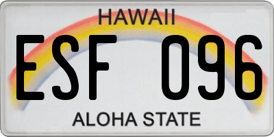 HI license plate ESF096