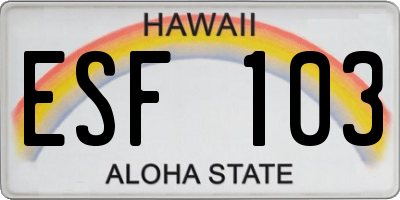 HI license plate ESF103