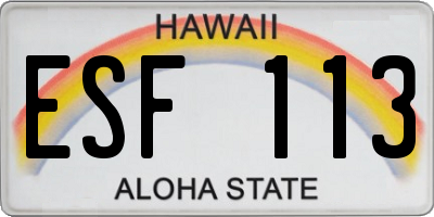 HI license plate ESF113