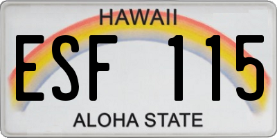 HI license plate ESF115