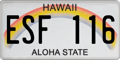 HI license plate ESF116