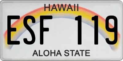 HI license plate ESF119