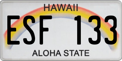 HI license plate ESF133