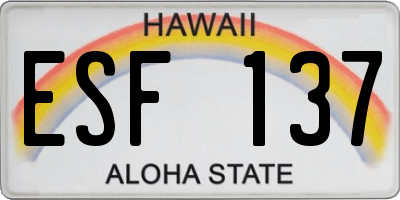 HI license plate ESF137