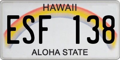 HI license plate ESF138