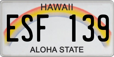 HI license plate ESF139
