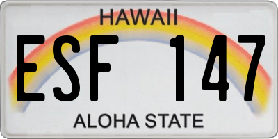 HI license plate ESF147