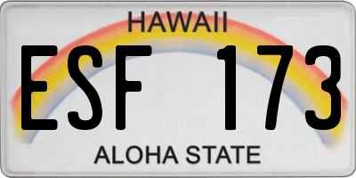 HI license plate ESF173