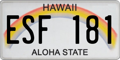 HI license plate ESF181