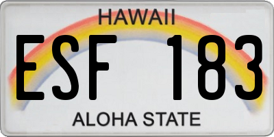 HI license plate ESF183