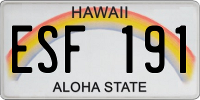 HI license plate ESF191