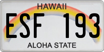 HI license plate ESF193