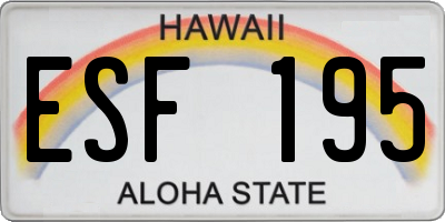HI license plate ESF195