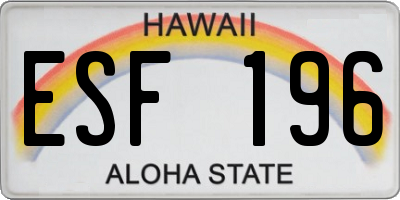 HI license plate ESF196