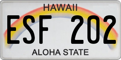 HI license plate ESF202