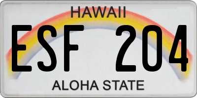 HI license plate ESF204