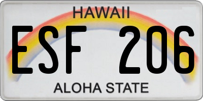 HI license plate ESF206